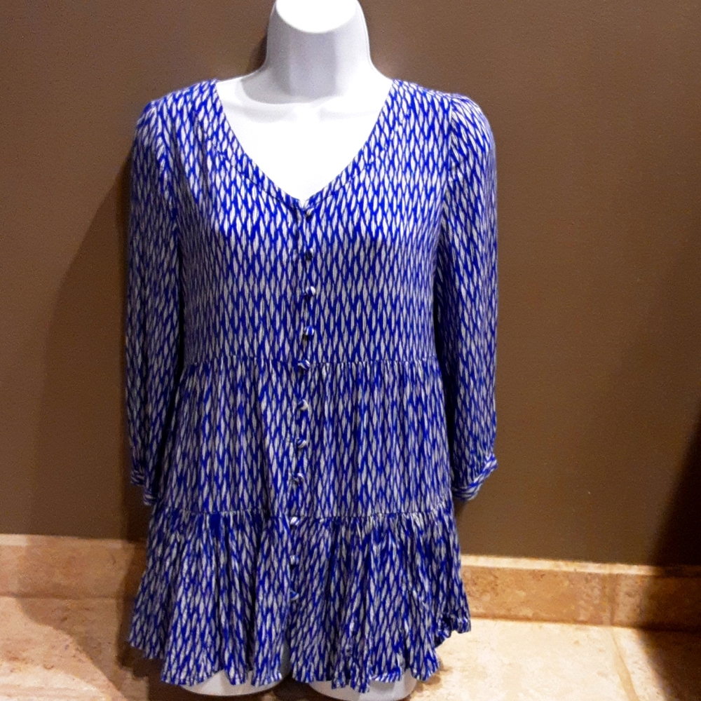 Maeve xsmall blue and white top from Anthropology